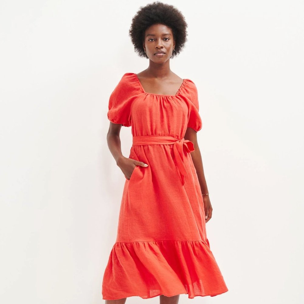 Amour Vert Michelle Linen Midi Dress